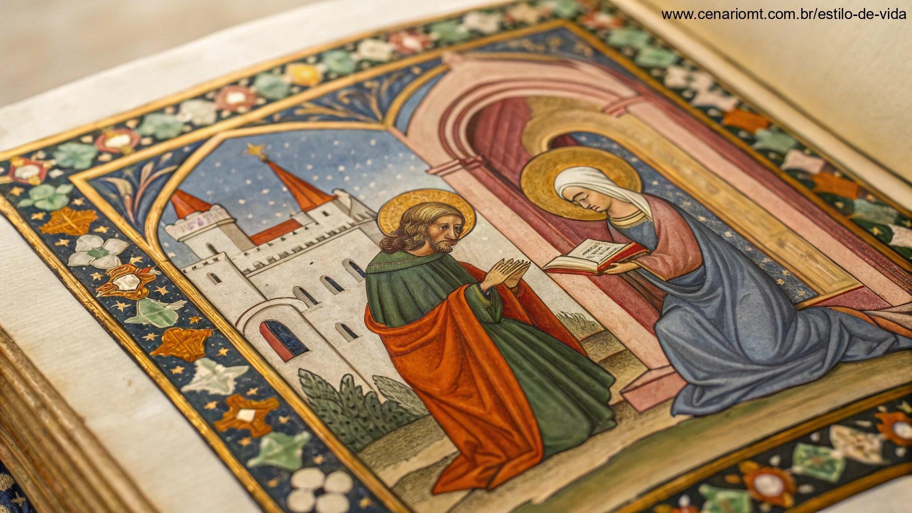 Página de manuscrito antigo mostrando o santo curando enfermos
