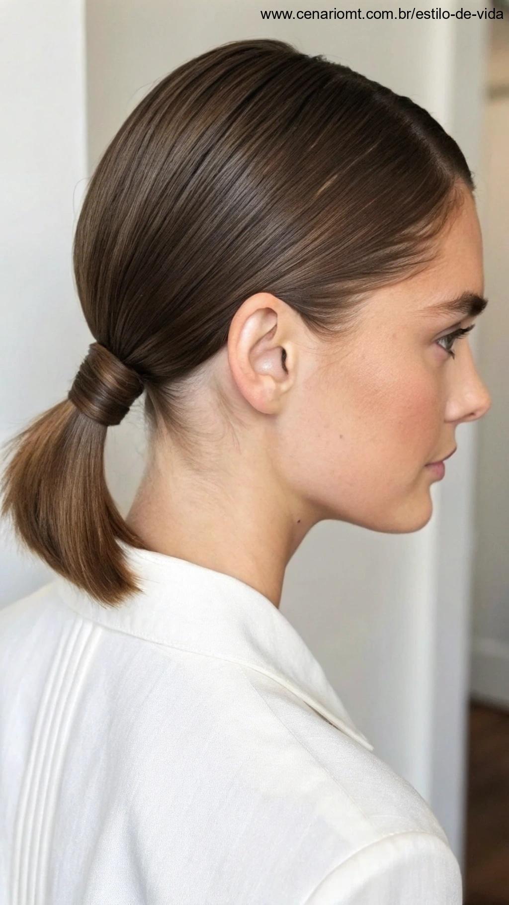 Rabo de cavalo baixo em cabelo curto