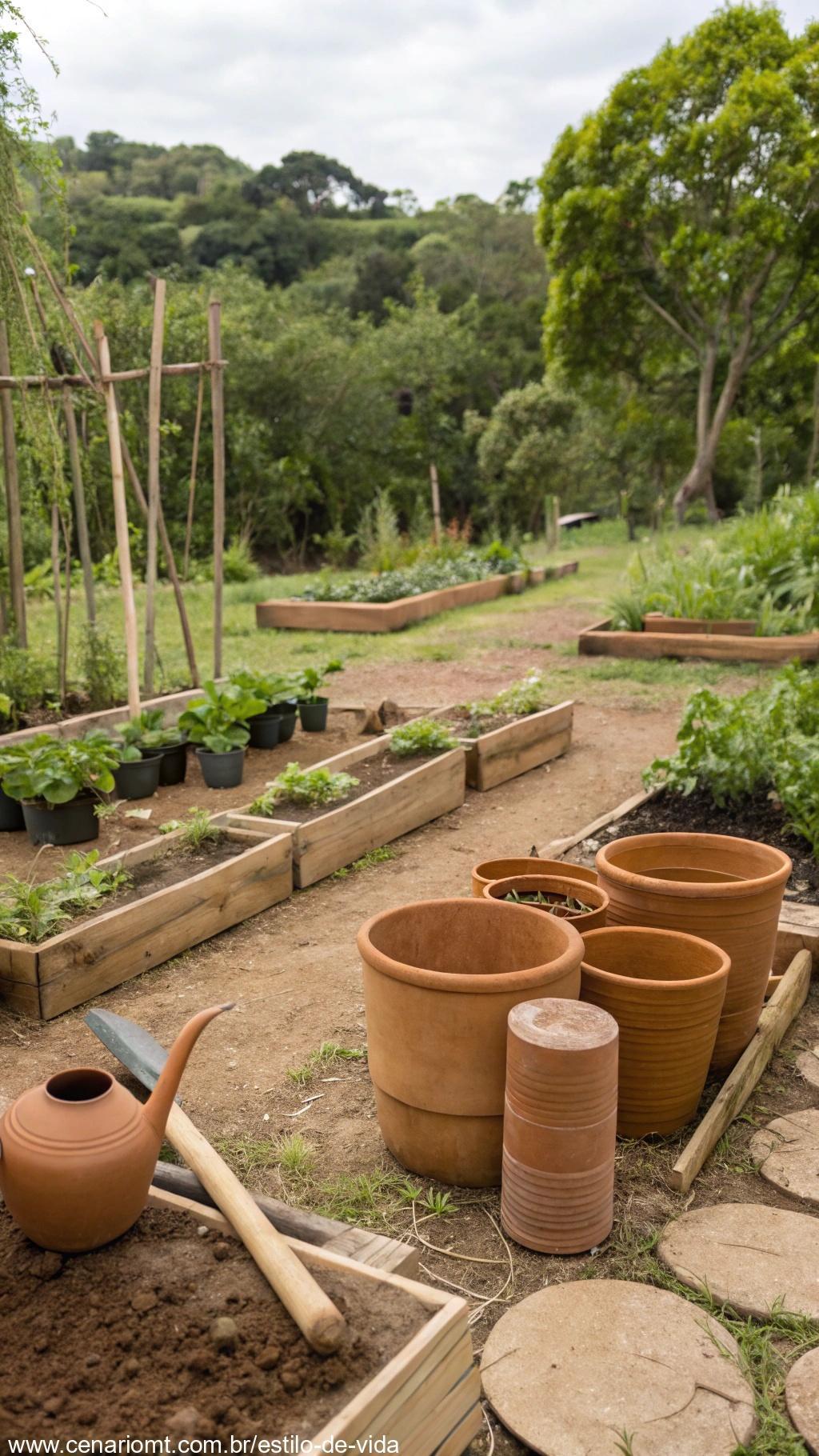 Jardim com uso reduzido de plástico no cultivo
