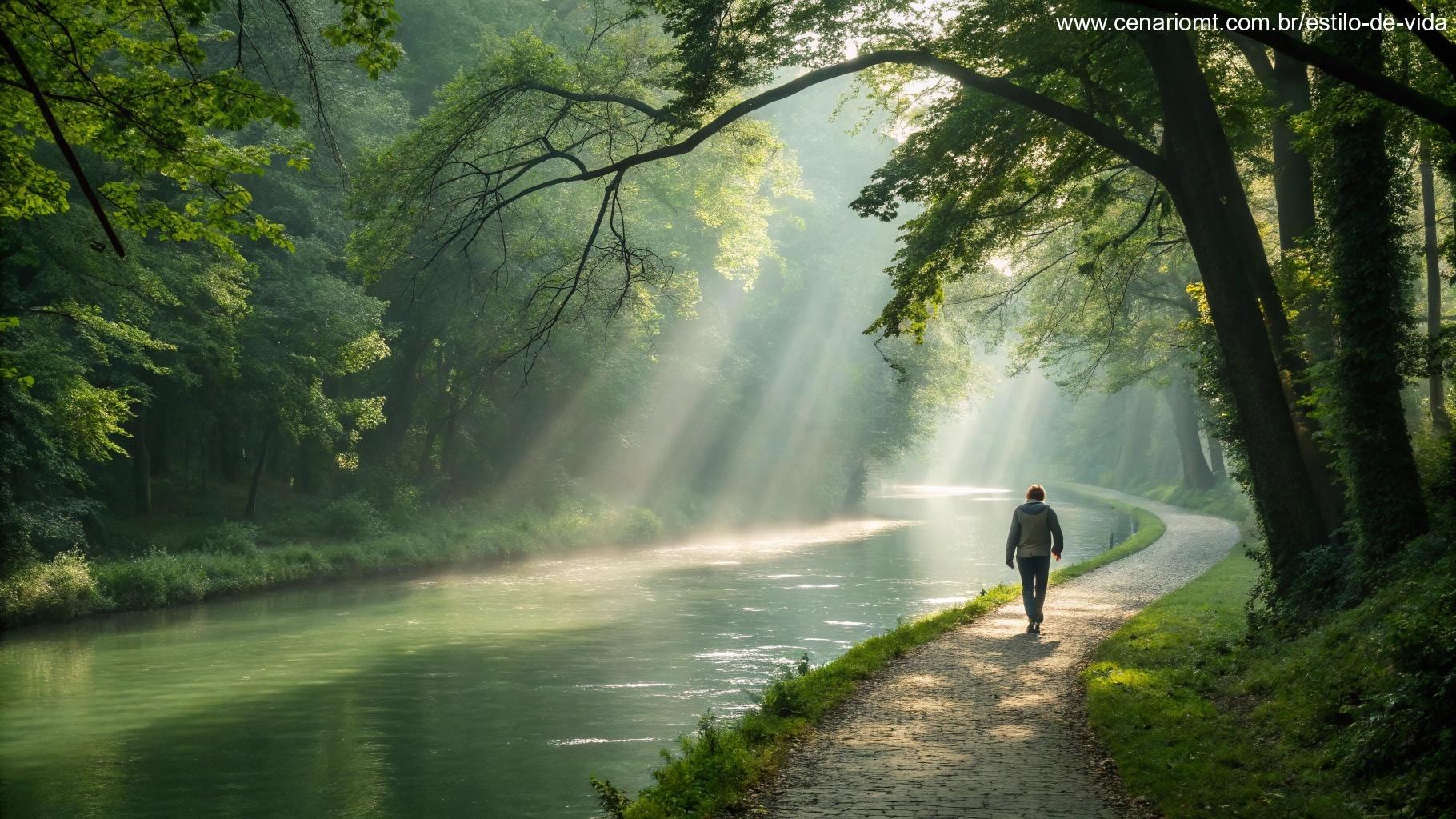 Pessoa caminhando em meio à natureza, refletindo com fé para um novo ciclo