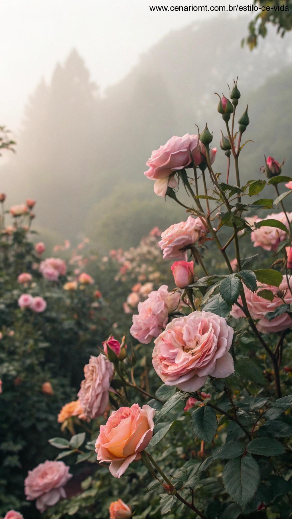 Rosa inglesa em um jardim romântico