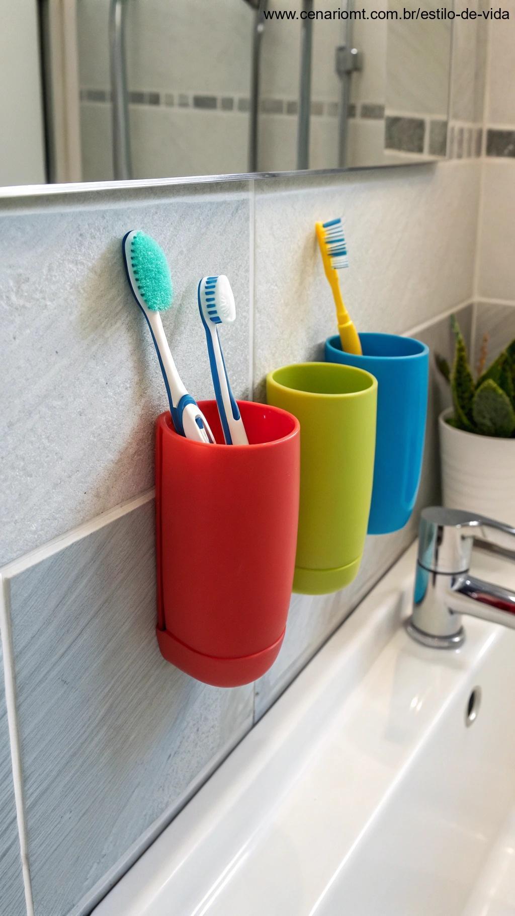 Suporte para escovas de dente criativo e funcional