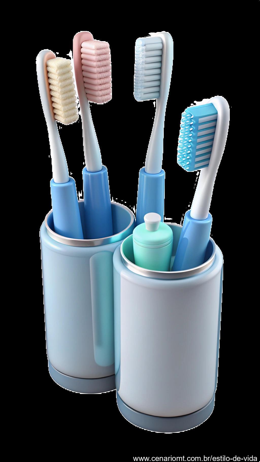 Suporte para escovas de dentes feito com copo de vidro