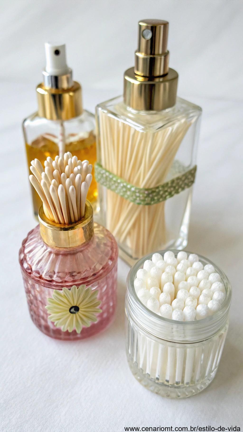 Suporte artesanal para palitos de dente ou cotonetes