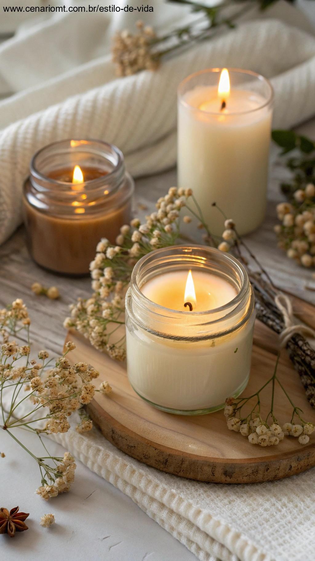 Velas artesanais feitas em potes de vidro