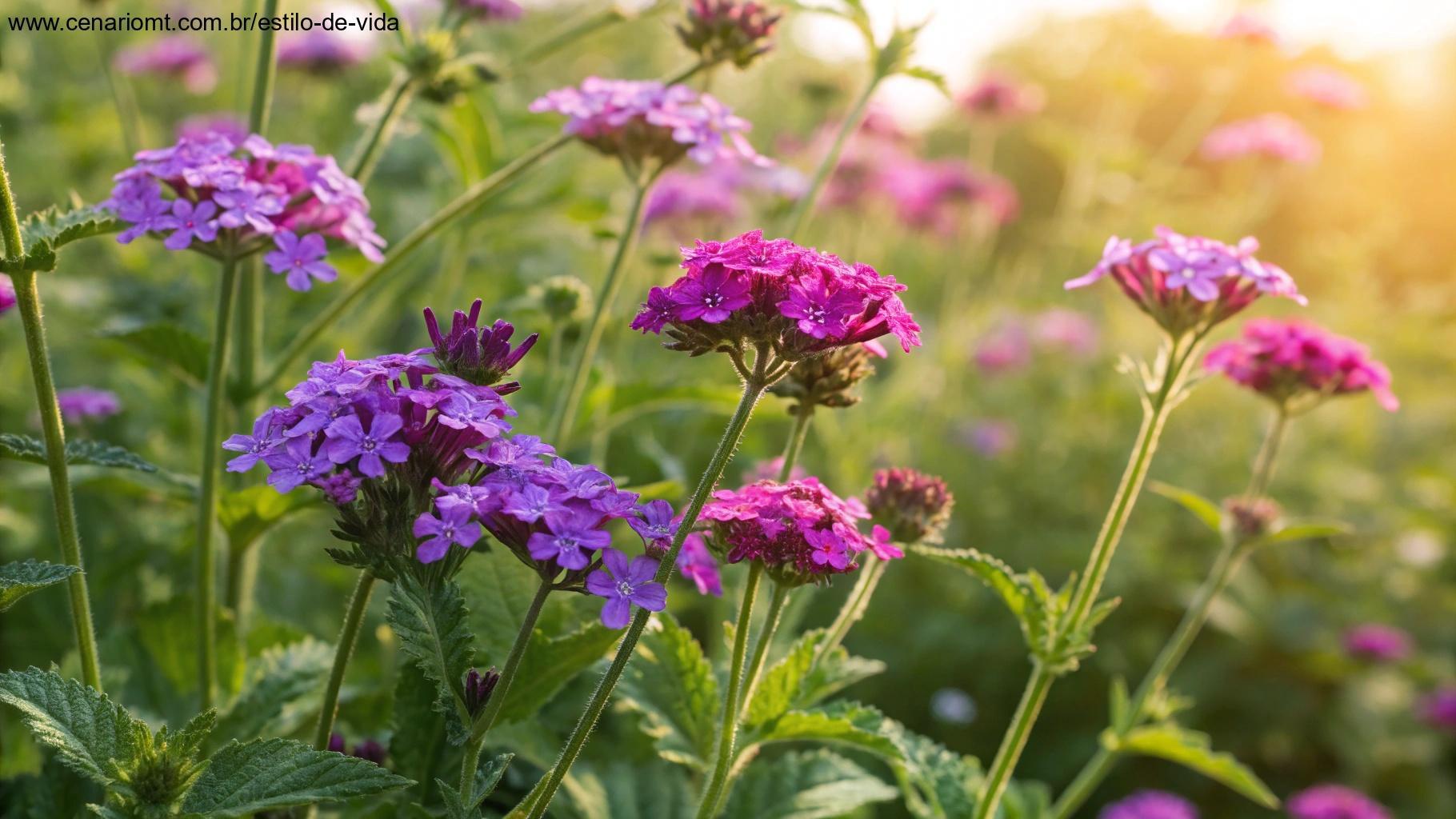 Flores de verbena em um jardim ensolarado