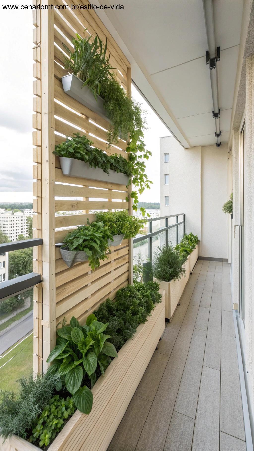 Jardim vertical com estilo escandinavo e decoração minimalista