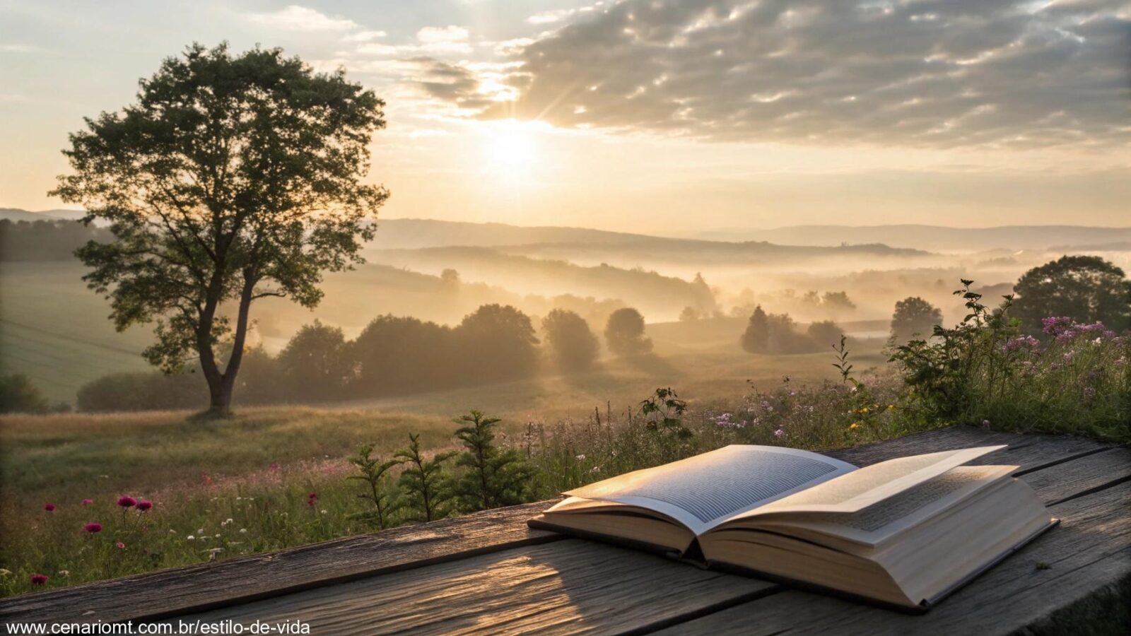 Versículo do dia para segunda-feira com reflexão poderosa em cenário de campo ao amanhecer