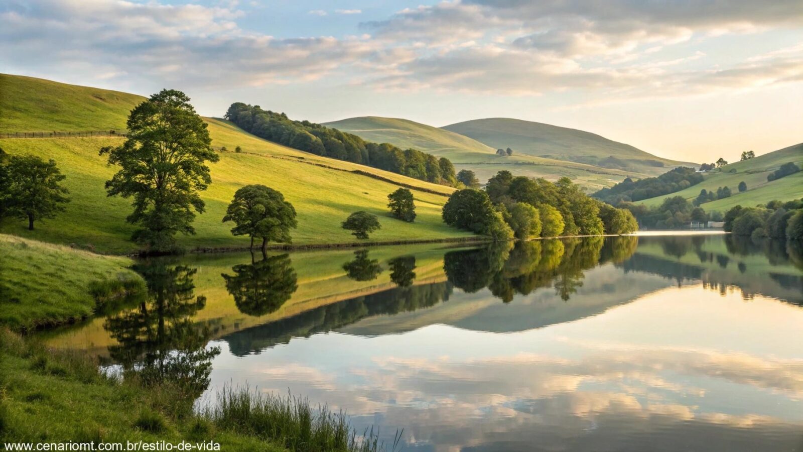 Reflexão sobre a esperança e a fé, com uma paisagem serena ao fundo, enfatizando paz e confiança na orientação divina.