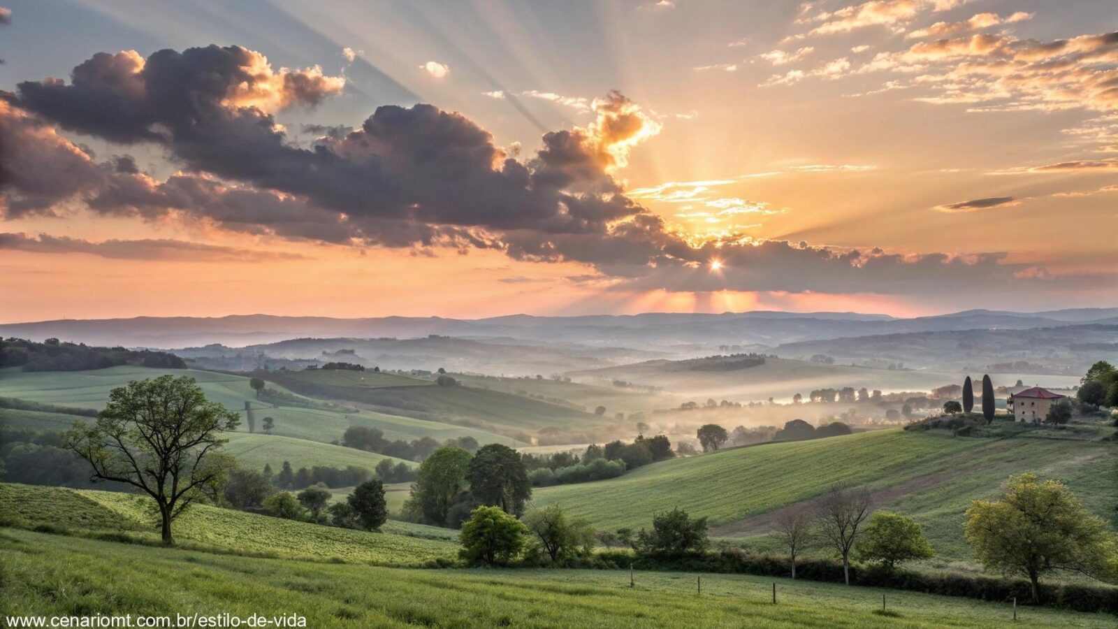 Cenário de nascer do sol sereno representando fé para a sexta-feira