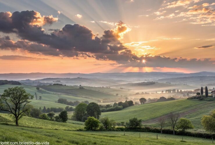 Cenário de nascer do sol sereno representando fé para a sexta-feira