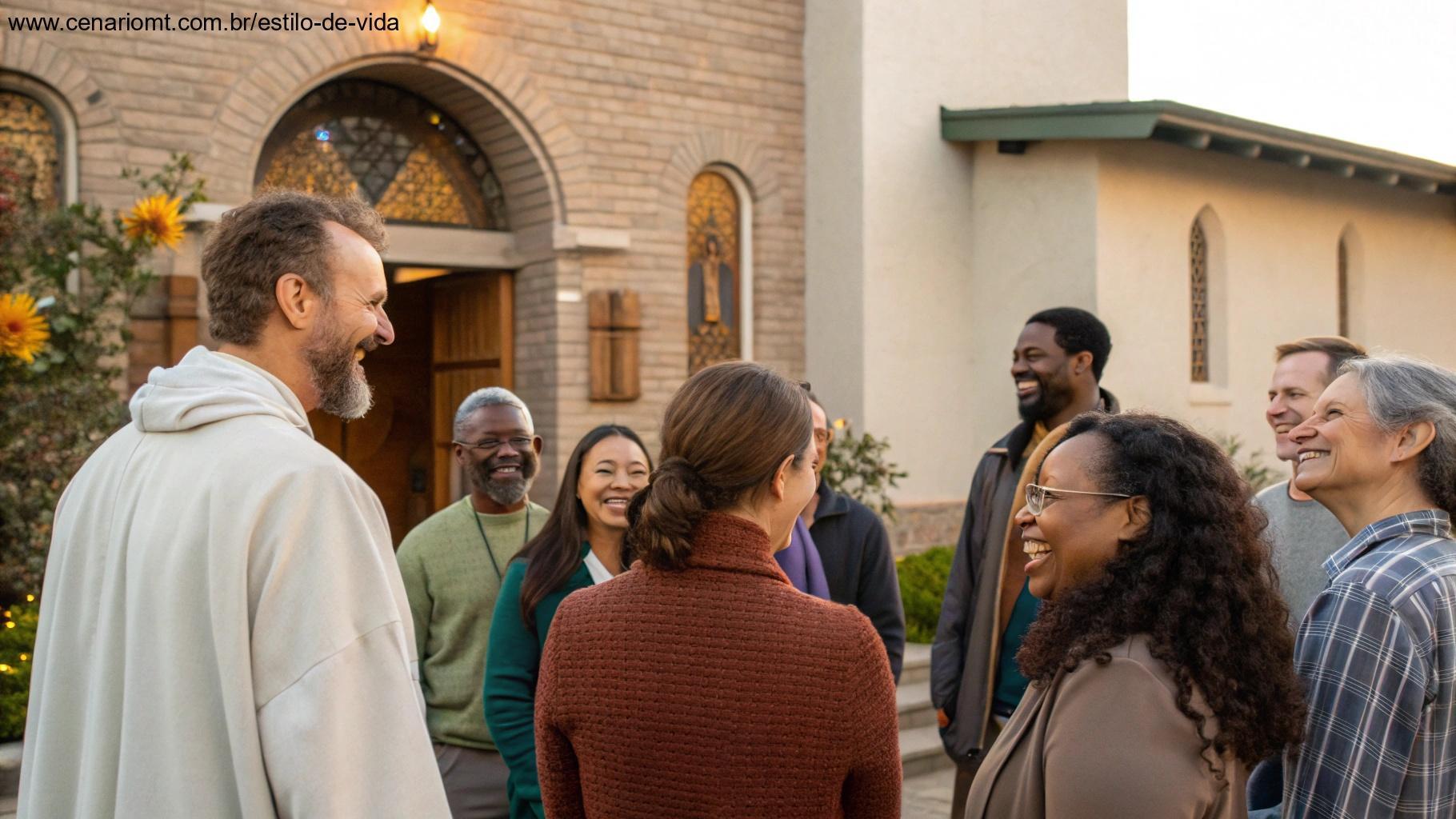 Grupo de pessoas reunidas em comunidade na igreja