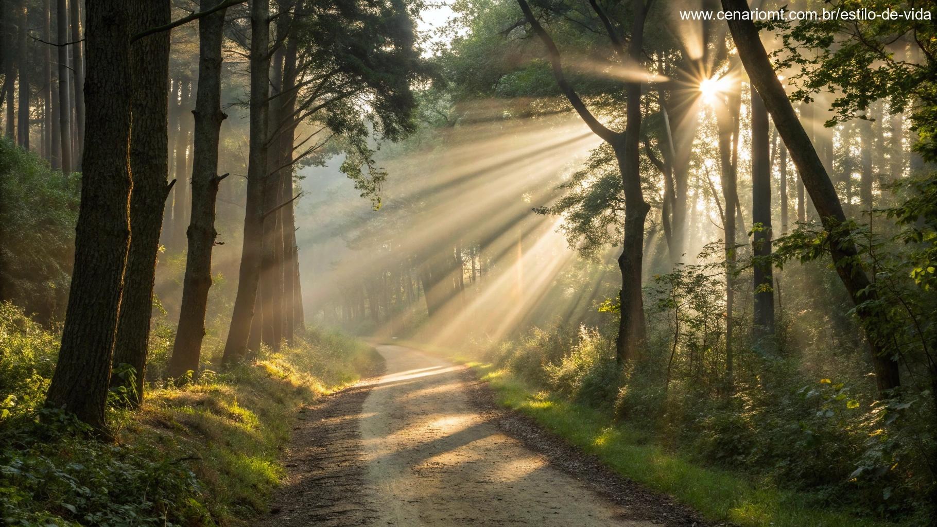 Imagem representando viver o Salmo com fé e atitude, em uma caminhada espiritual ao nascer do sol