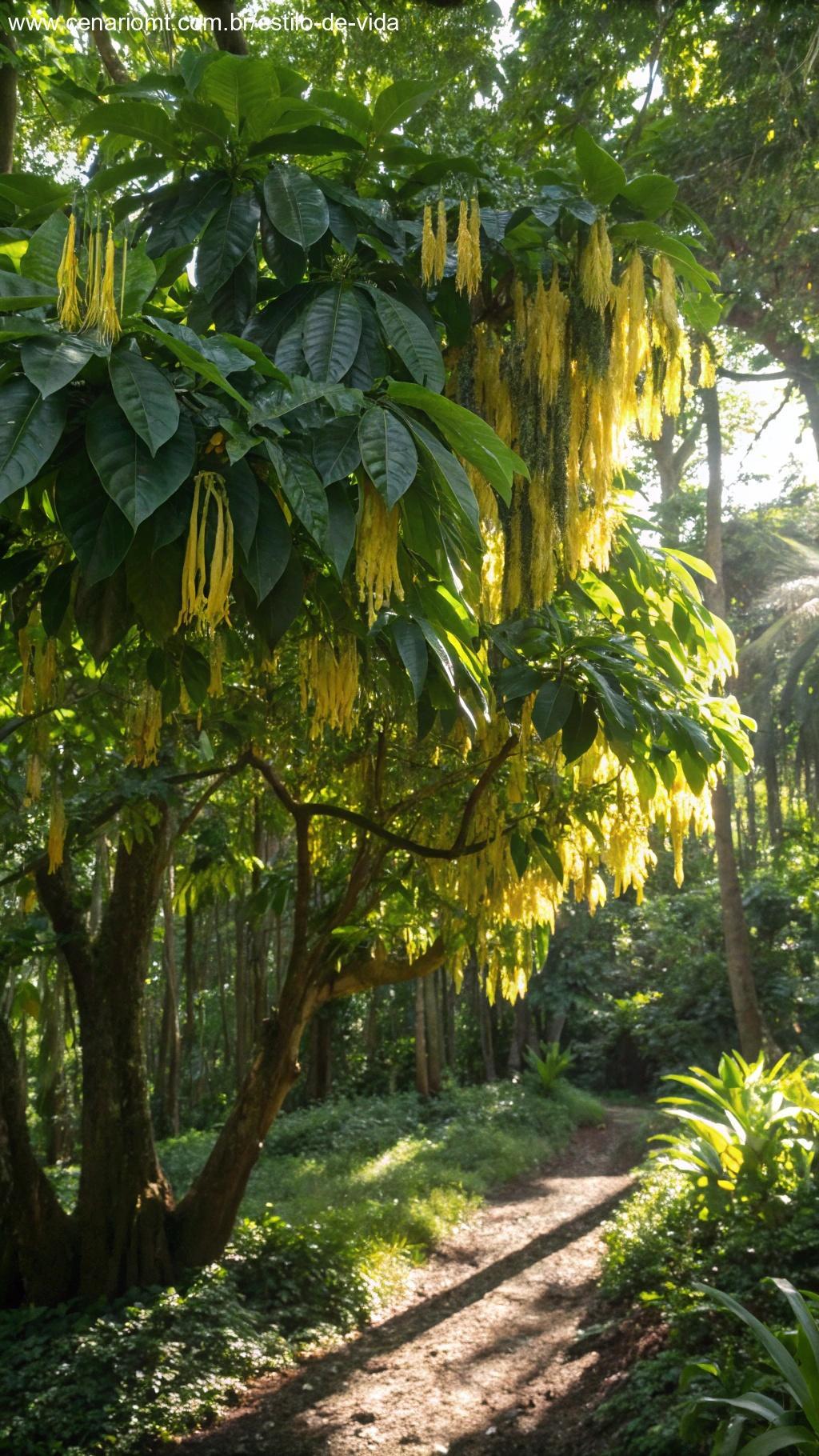 Ylang-ylang com flores amarelas pendentes
