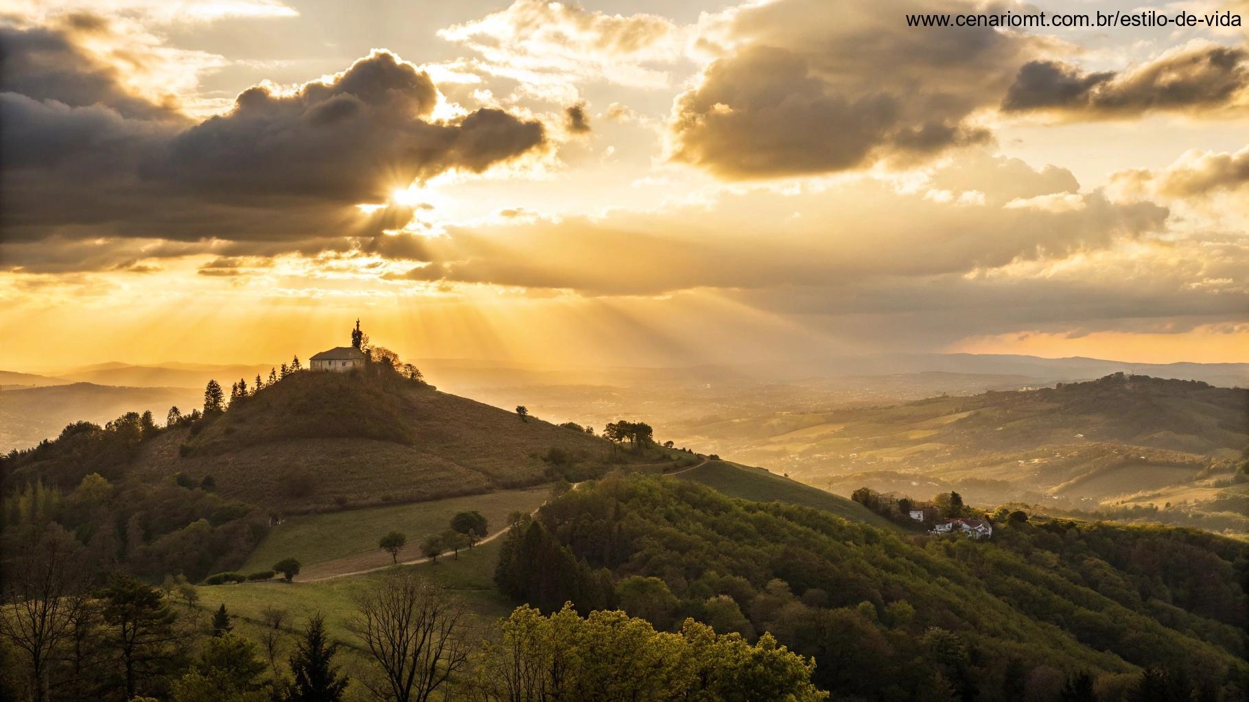 Imagem com nascer do sol representando otimismo e fé para começar o dia