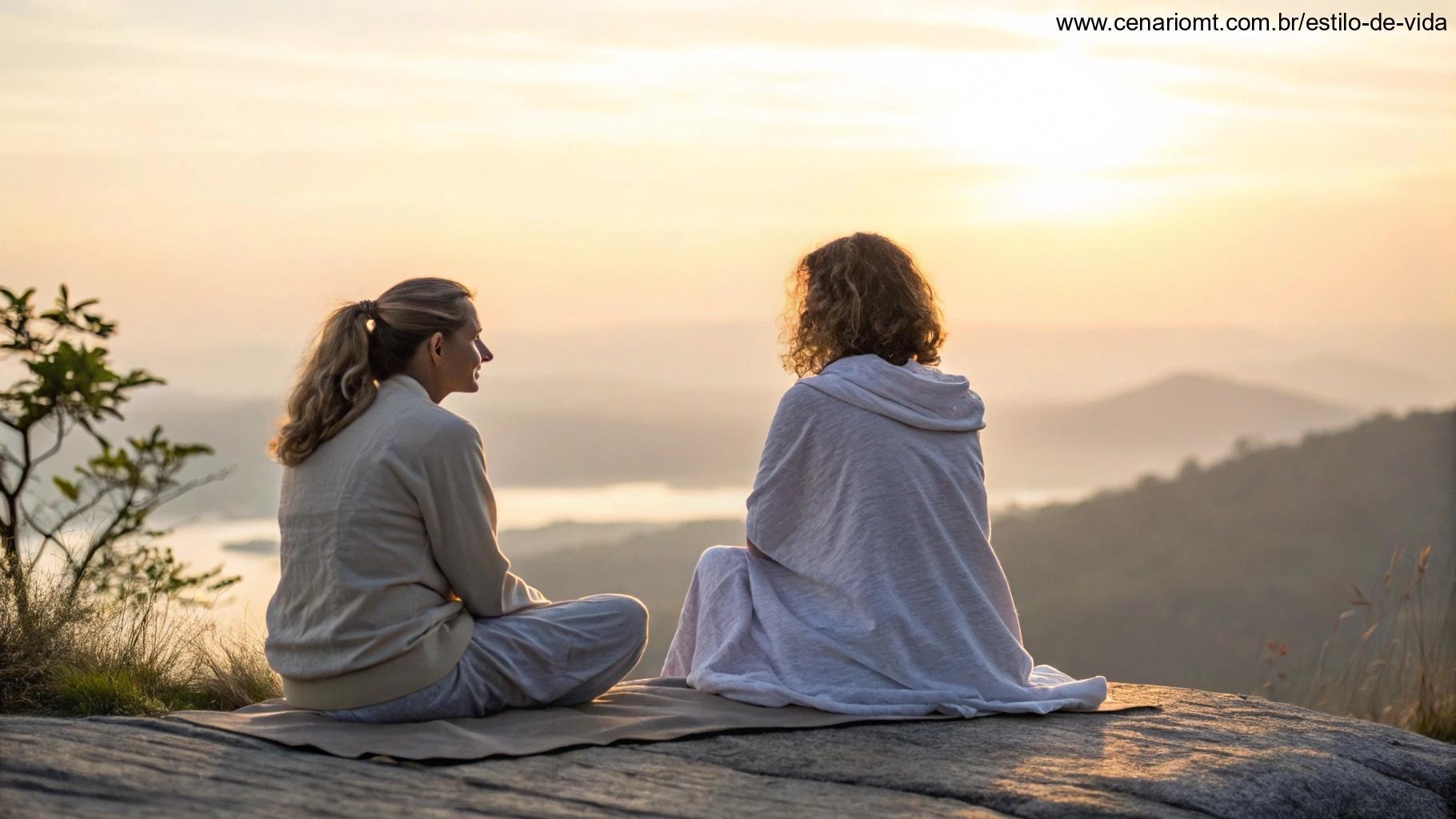 Cena serena e pacífica, representando o compartilhamento de energias positivas com cores suaves e luz suave.