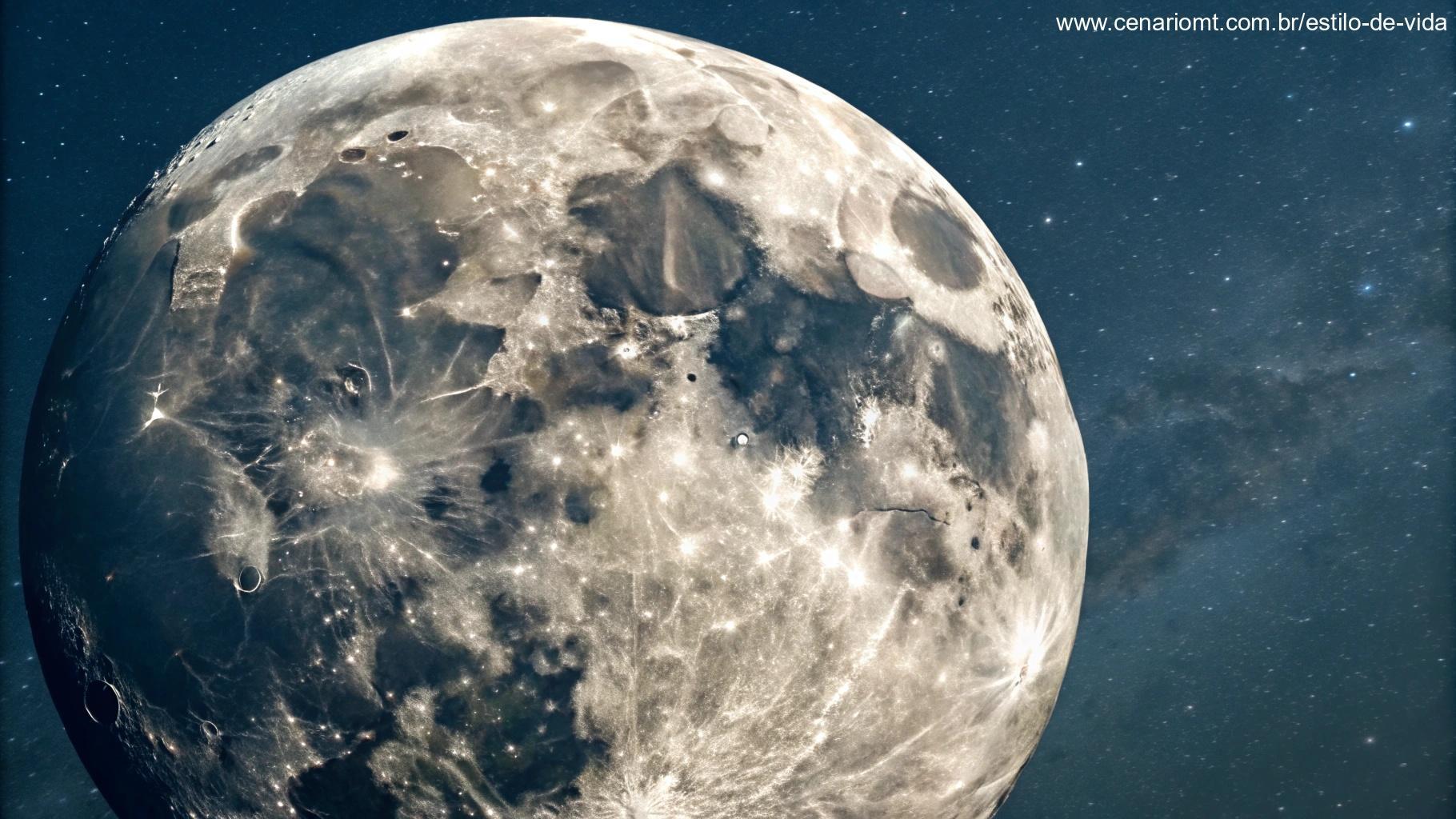 Visualização astronômica detalhada da lua em 12 de maio de 2025, com crateras realistas e sombras na superfície, contra um céu estrelado