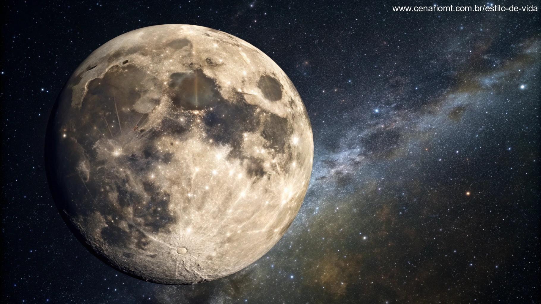 Representação astronômica da Lua com dados visuais de 02 de maio de 2025