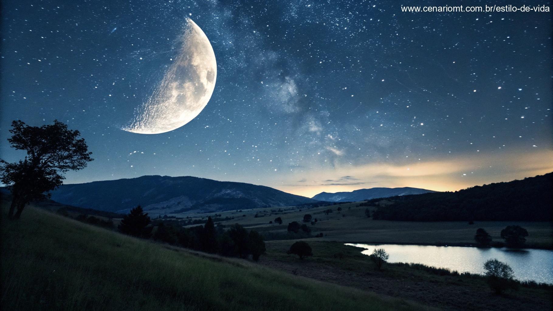 Influência da Lua Gibosa Crescente em uma noite tranquila