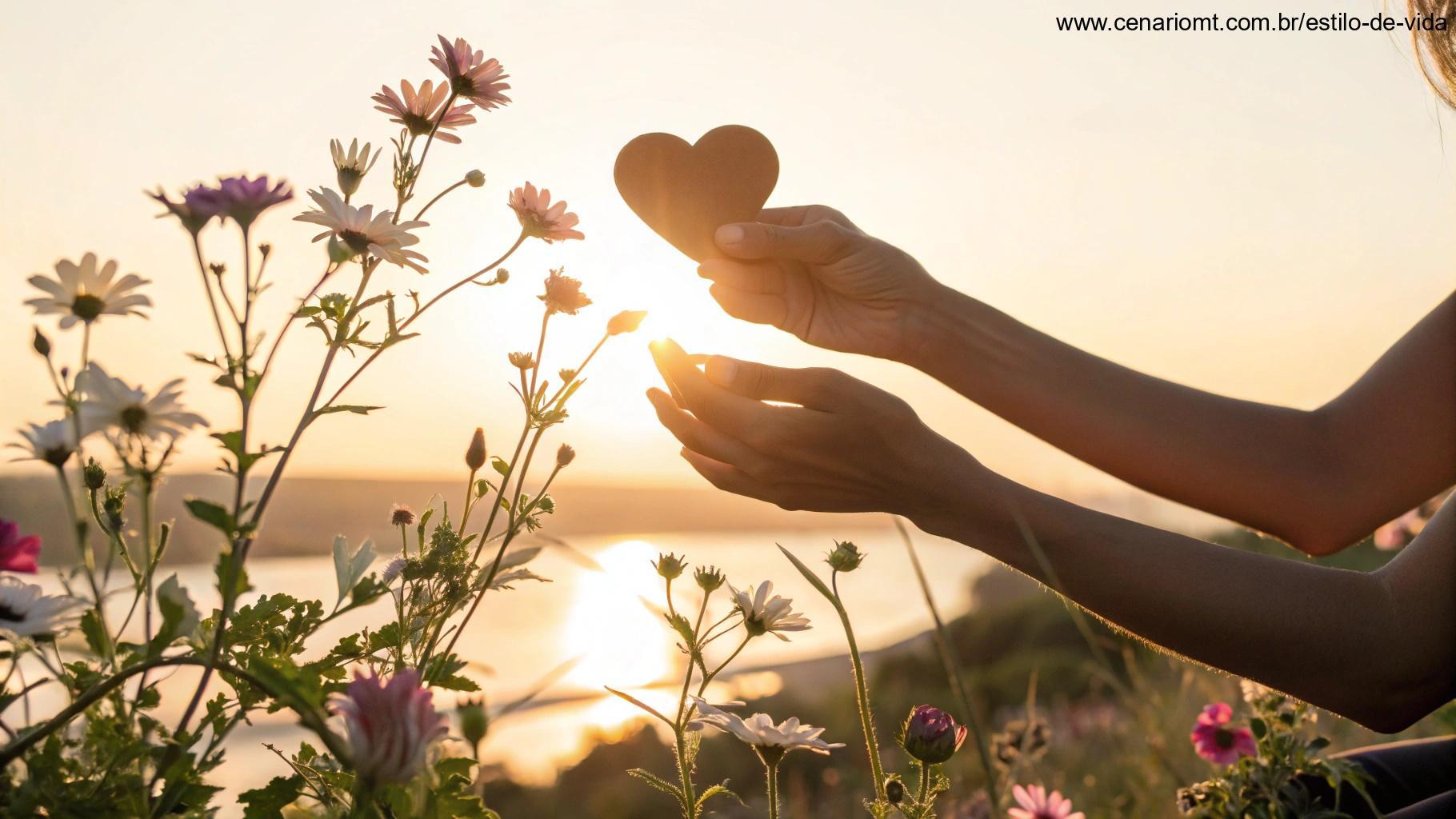Imagem representando carinho e boas vibrações com luz suave e flores