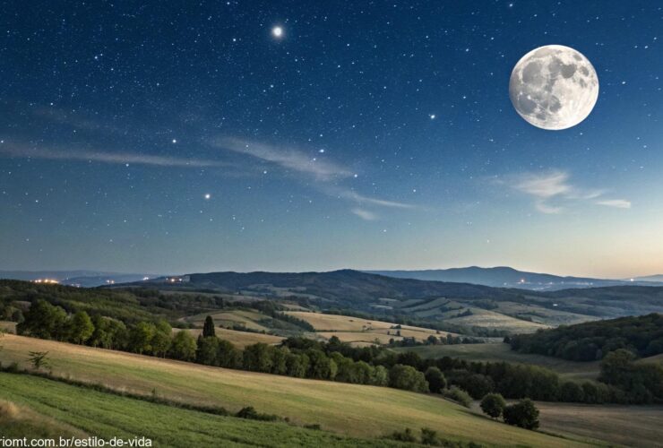 Céu noturno com a fase da lua visível neste domingo, 04 de maio de 2025