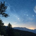 Céu noturno limpo mostrando a fase atual da lua em 12 de maio de 2025, com uma representação realista e detalhada da lua e estrelas ao redor