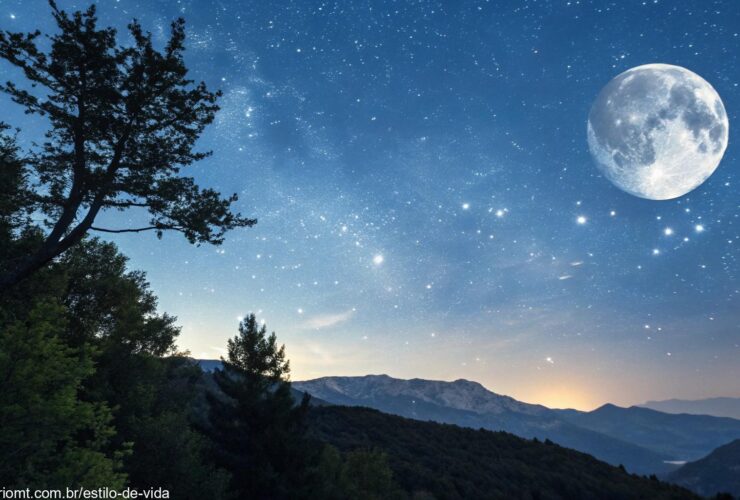 Céu noturno limpo mostrando a fase atual da lua em 12 de maio de 2025, com uma representação realista e detalhada da lua e estrelas ao redor