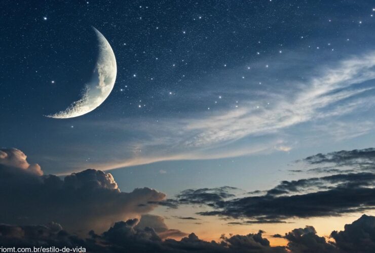 Céu noturno com lua minguante em 26/05/2025 e atmosfera energética