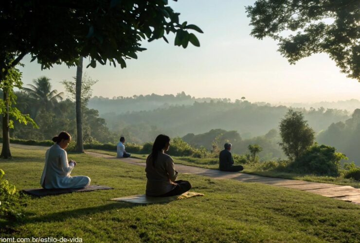 Imagem representando a liturgia do dia 10/05/2025 com pessoas em oração em uma paisagem serena