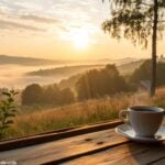 Mensagem de bom dia para WhatsApp em um domingo com cenário calmo e inspirador