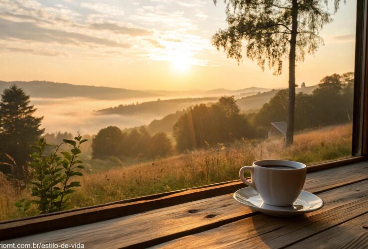 Mensagem de bom dia para WhatsApp em um domingo com cenário calmo e inspirador