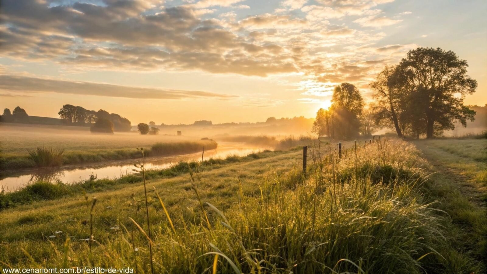 Nascer do sol tranquilo sobre o campo para inspirar a segunda-feira