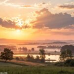 imagem inspiradora de um amanhecer tranquilo, representando um novo começo para a quarta-feira