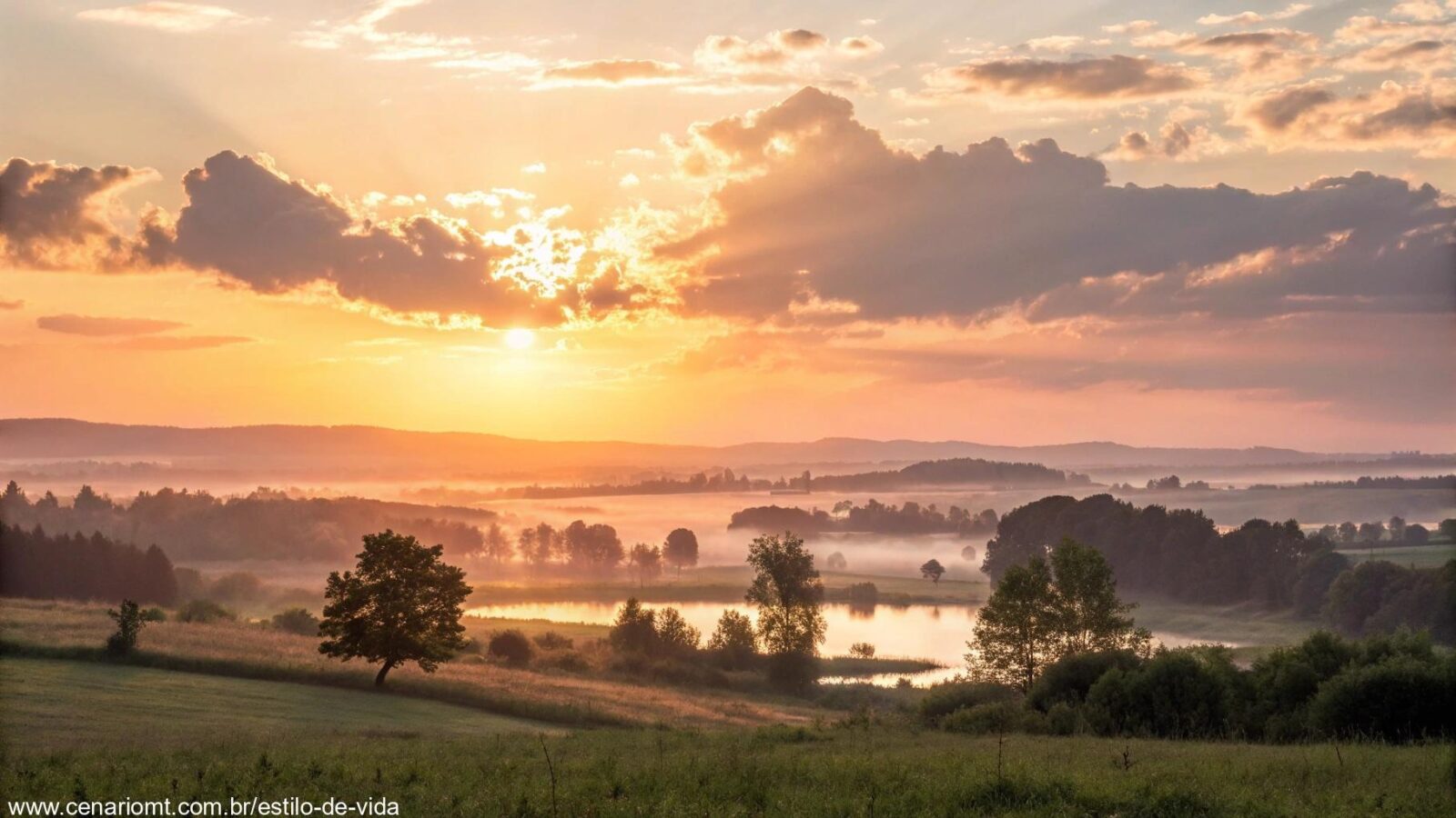 imagem inspiradora de um amanhecer tranquilo, representando um novo começo para a quarta-feira