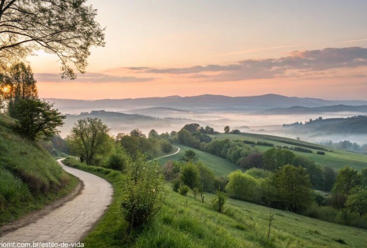 Paisagem tranquila ao amanhecer simbolizando fé, esperança e renovação