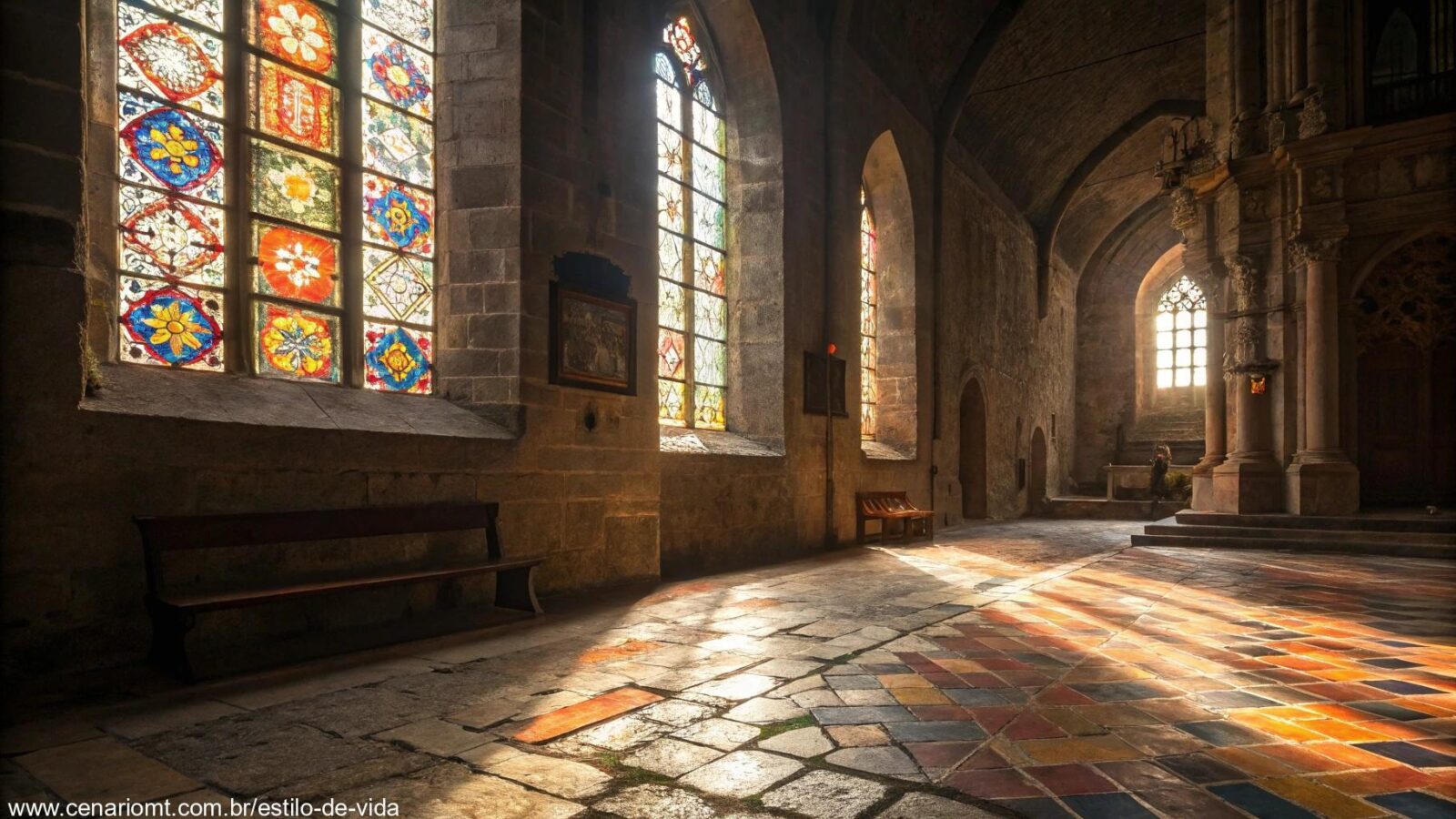 Imagem serena de uma igreja ao amanhecer representando fé e coragem