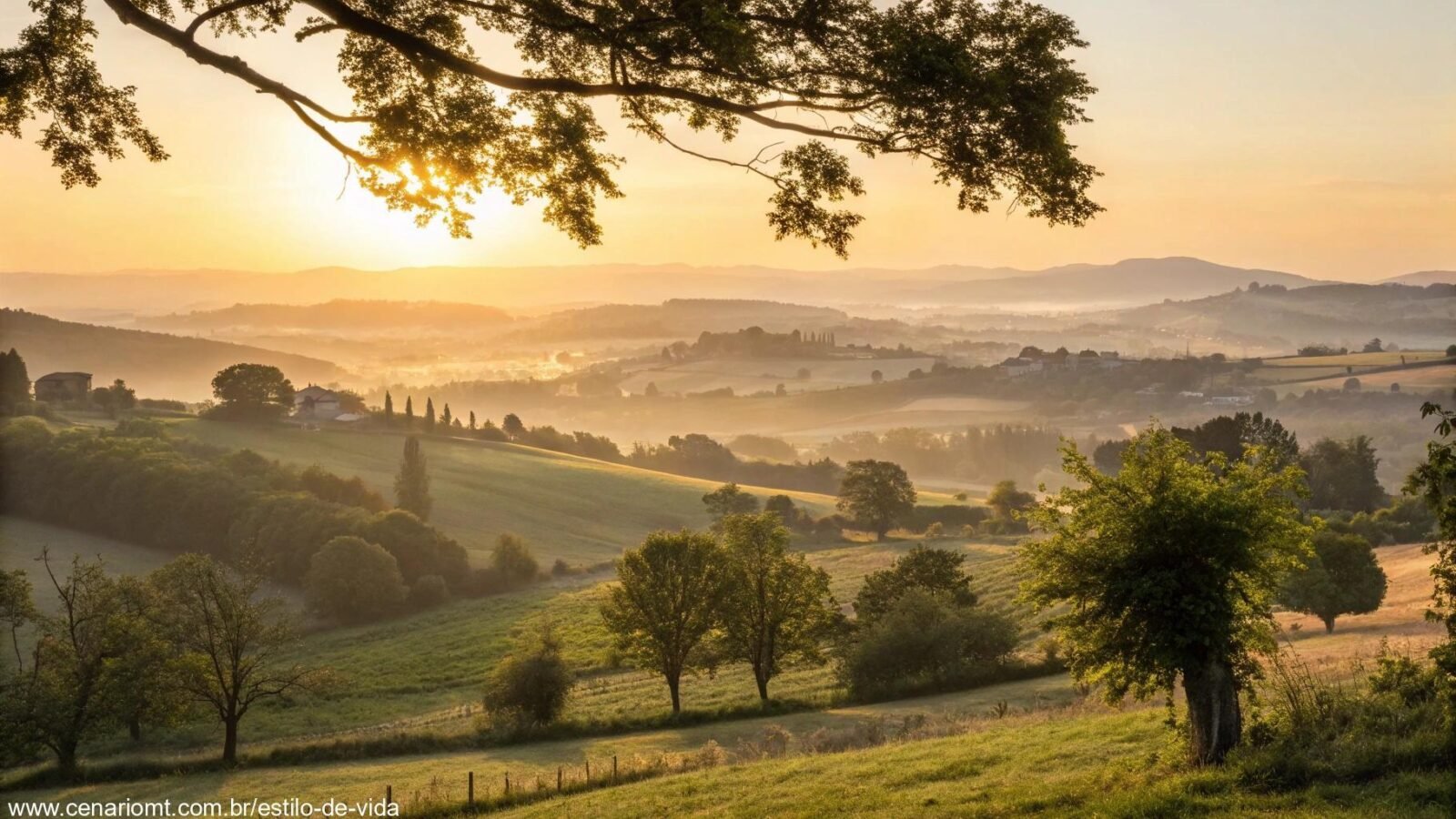 Paisagem ao amanhecer com luz dourada representando inspiração bíblica para o sábado