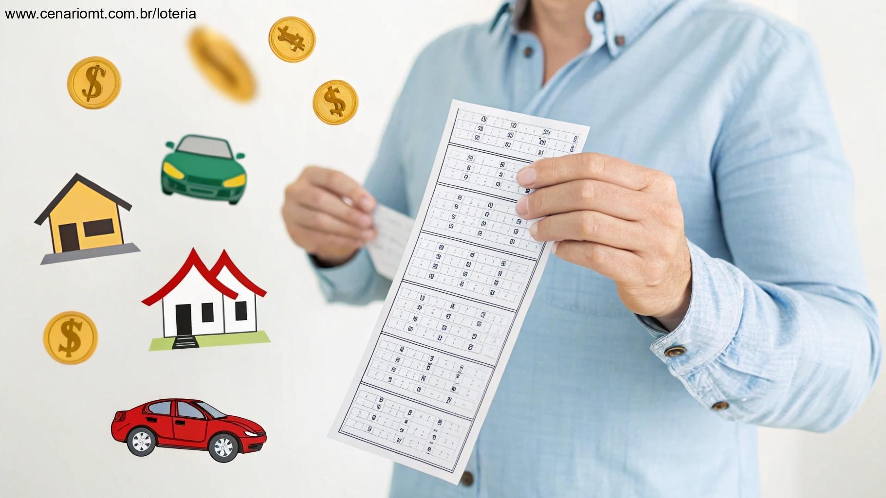 Infográfico destacando as diferentes maneiras de ganhar na Loteria Federal com uma pessoa segurando um bilhete vencedor.
