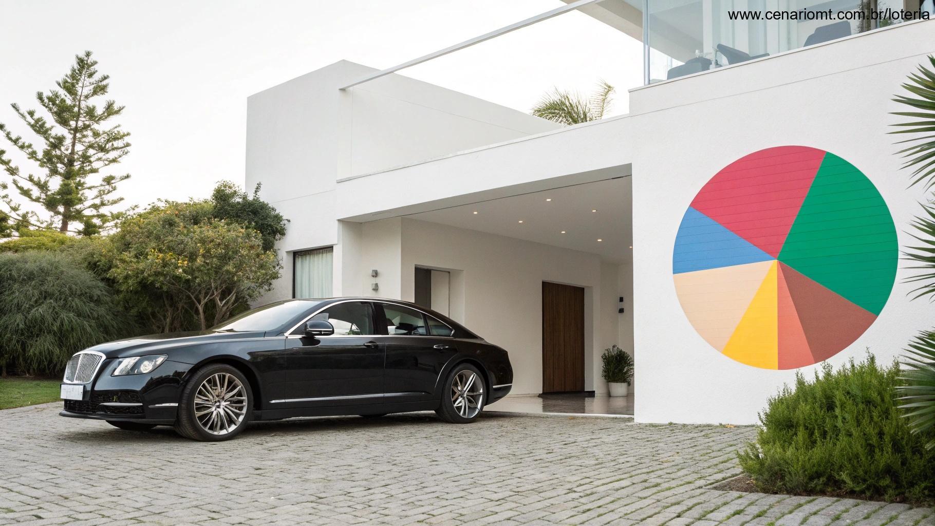 Casa moderna com gráfico de crescimento representando resultado da Quina