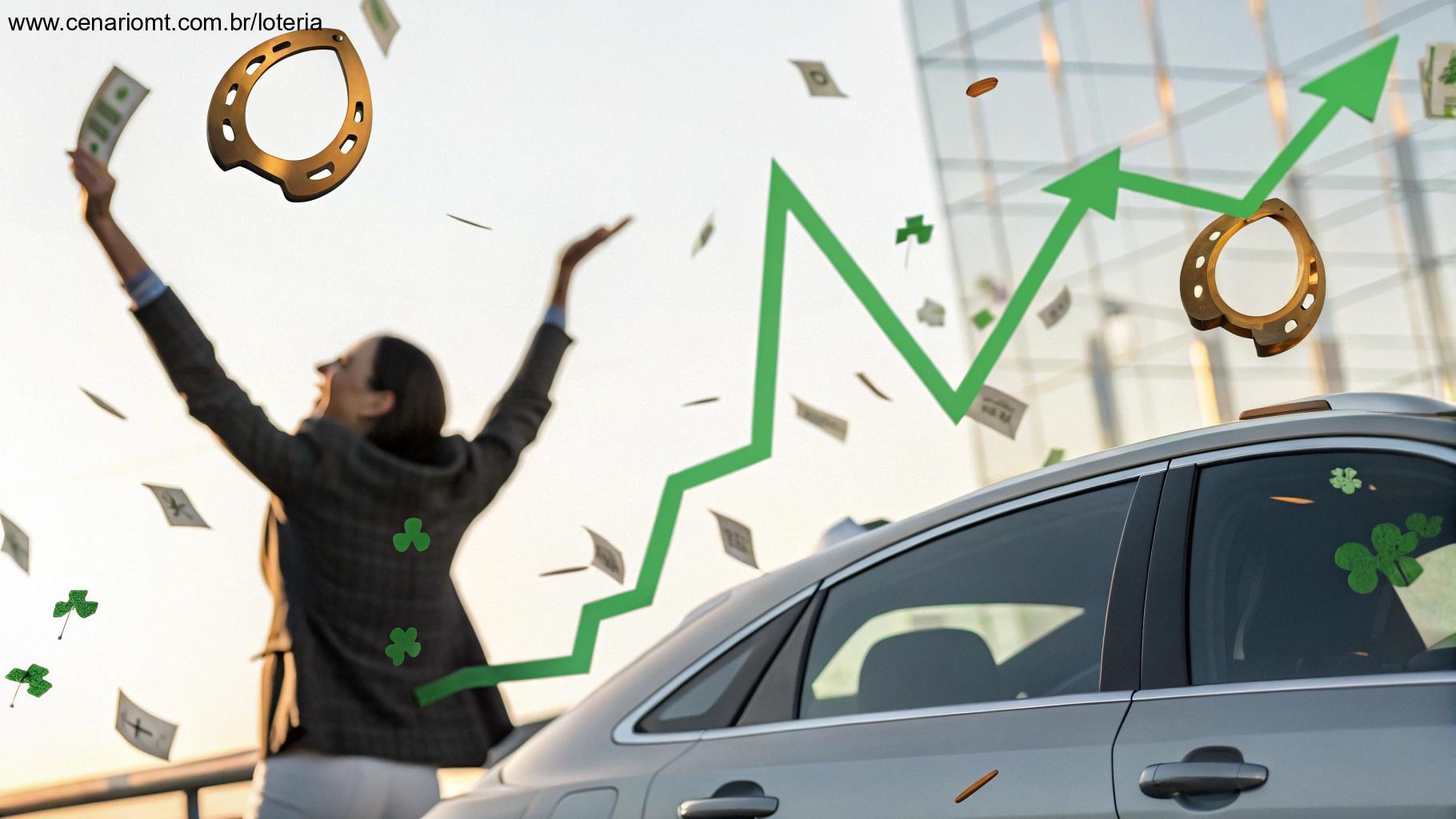 Palpite do dia para Loteria Federal com gráficos, carro e símbolos de sorte