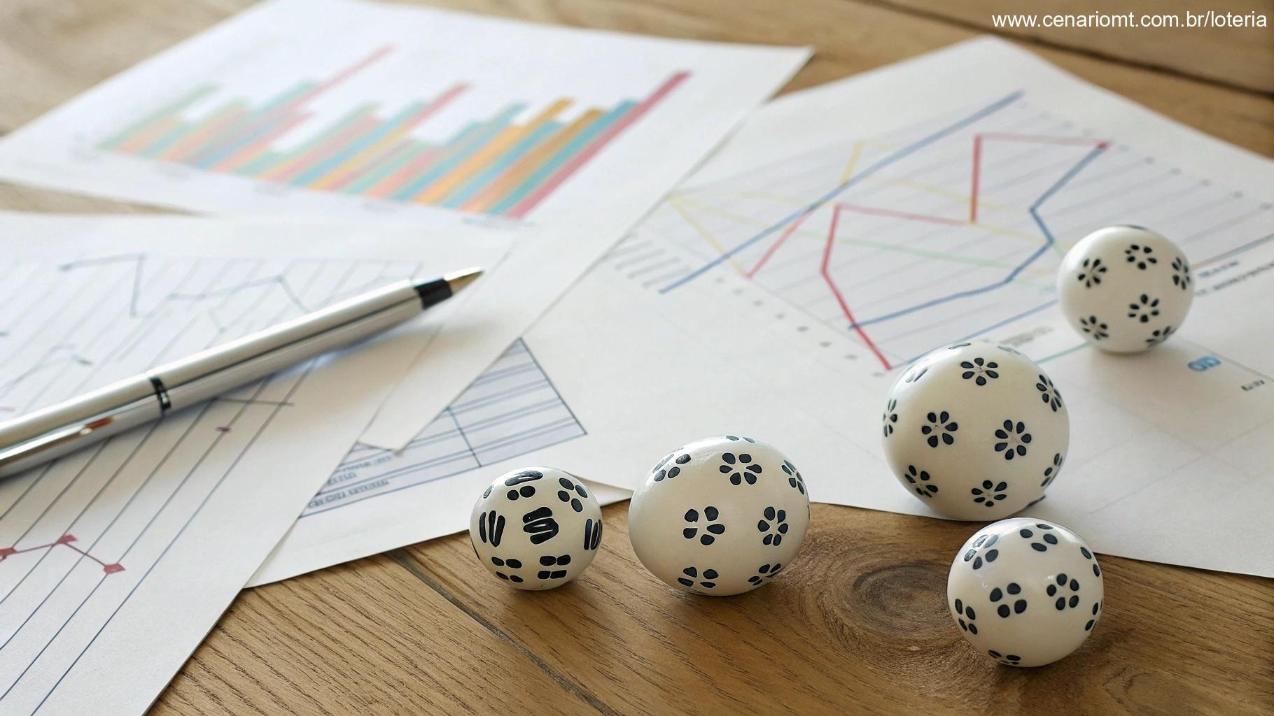 Bolas de loteria e gráficos representando o resultado do concurso da Dupla Sena 2803