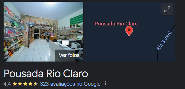 Foto do Google Meu Negócio da Pousada Rio Claro.