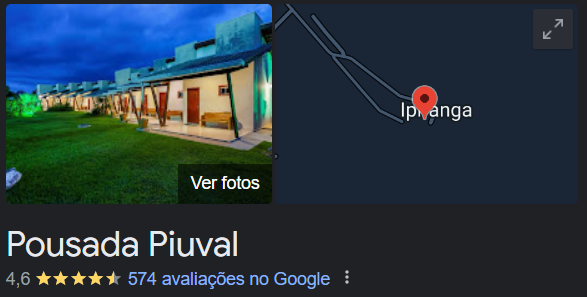 Foto do Google Meu Negócio da Pousada Piuval.