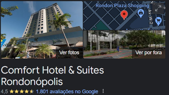 Foto do Google Meu Negócio do Comfort Hotel & Suítes Rondonópolis.