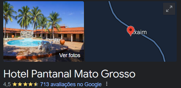 Foto do Google Meu Negócio do Hotel Pantanal Mato Grosso.