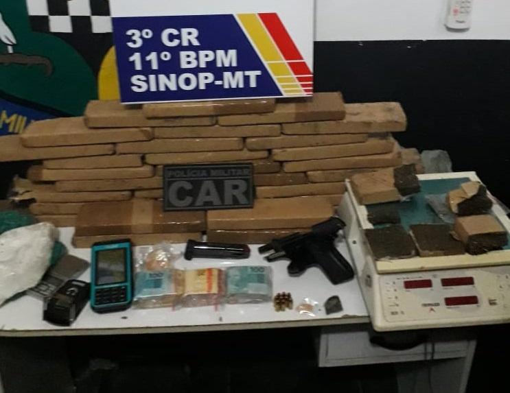 PM identifica quadrilha e apreende 32 tabletes de maconha em Sinop 2 Droga Sinop