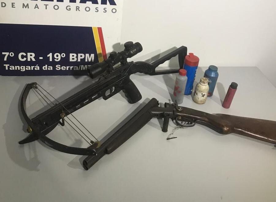 Com besta e arma de fogo artesanal homem é preso por violência doméstica em Tangará da Serra 2020 08 21 15:41:13