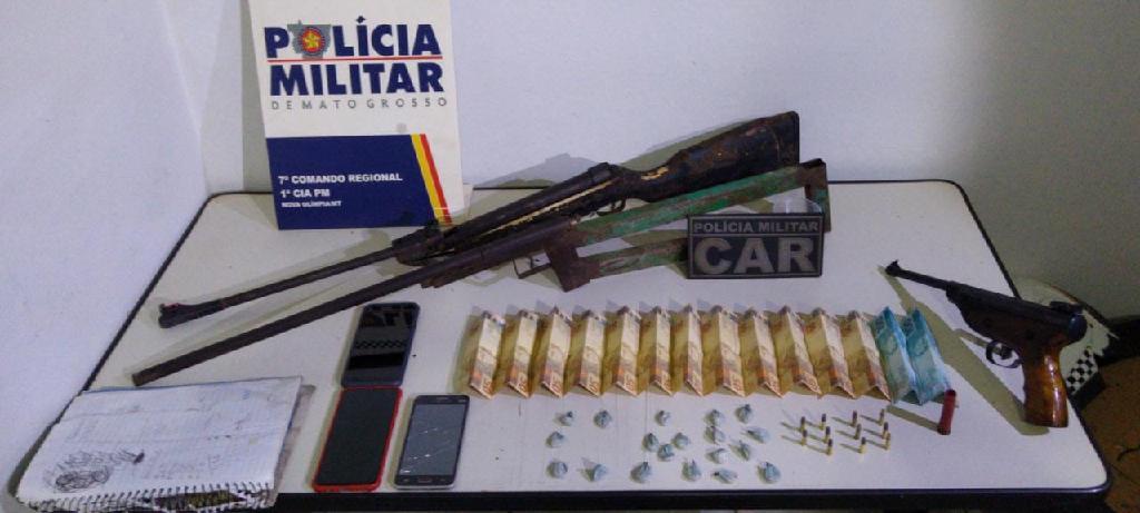 PM prende quatro por tráfico e apreende armas droga e dinheiro em Nova Olímpia 2020 09 28 00:22:30