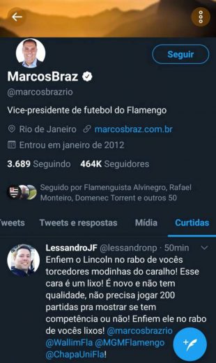 Dirigente do Flamengo curte publicação pedindo a saída de Lincoln e torcida vai a loucura 2 lincoln 310x522 1