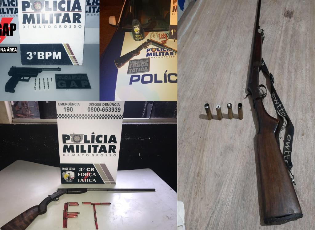 Armas de fogo apreendidas em Cuiabá Chapada dos Guimarães Cotriguaçu e Sinop 2020 10 05 09:50:44